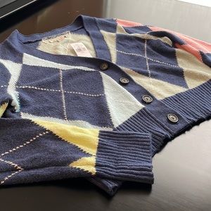 American Eagle 🦅 Cropped Argyle Cardigan